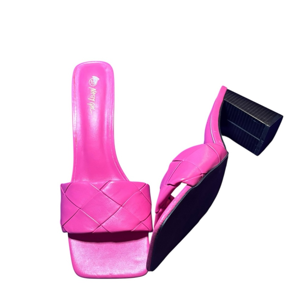 Pretty hot pink , nasty girl heeled slide sz 8